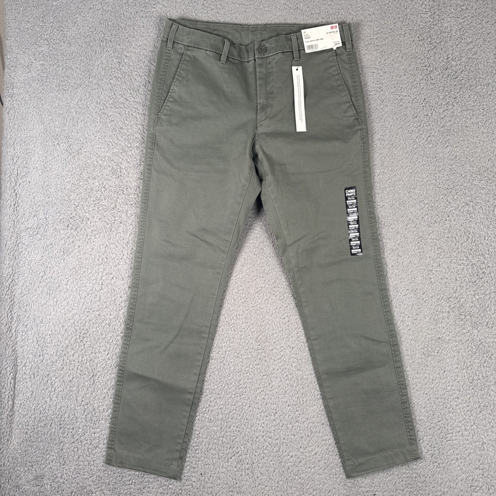 Uniqlo Ultra Stretch Skinny Chino Pants Mens 30x34 Olive Green NEW